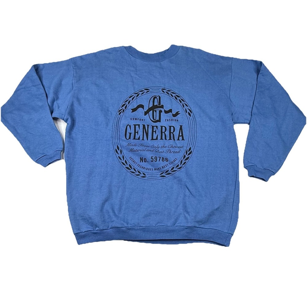 VTG Generra Crew Neck Pullover Sweatshirt Long Sleeve Blue Men's Medium